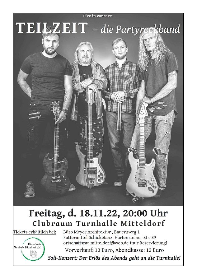 Plakat Konzert Teilzeit Turnhalle Mitteldorf