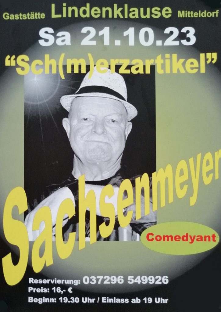 sachsenmeyer kabarett am 21.10.23 in der Turnhalle Mitteldorf